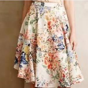 Anthropology asymmetrical floral skirt